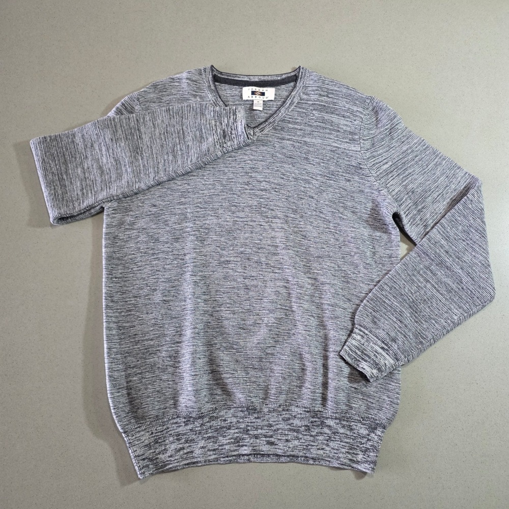 Joseph Abboud Mens Grey Space Dye V-Neck Cotton Blend Sweater Size M